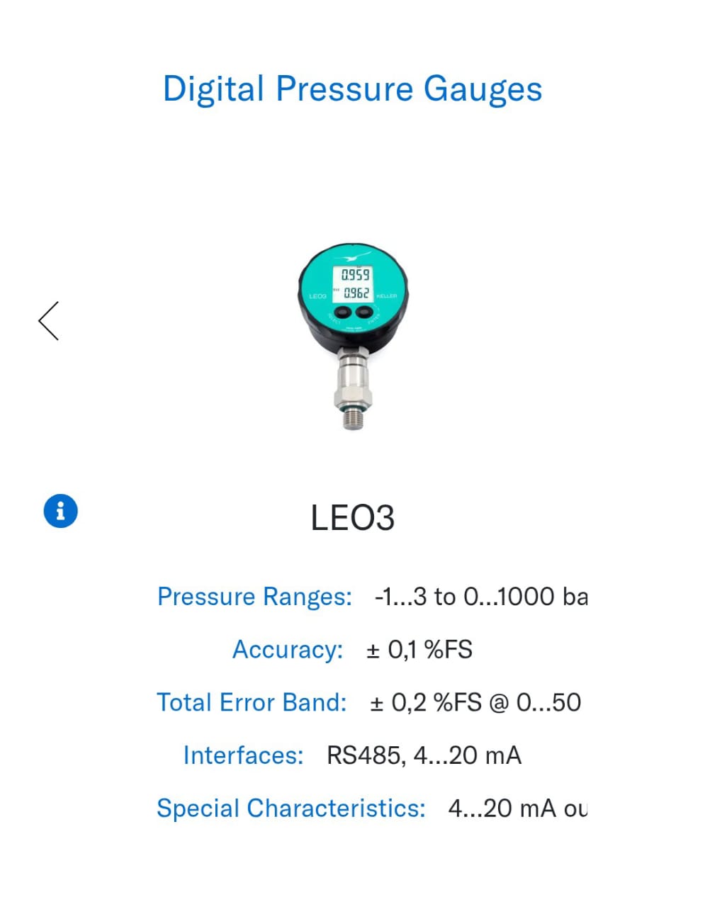 Digital Pressure Gauge Leo3 Green